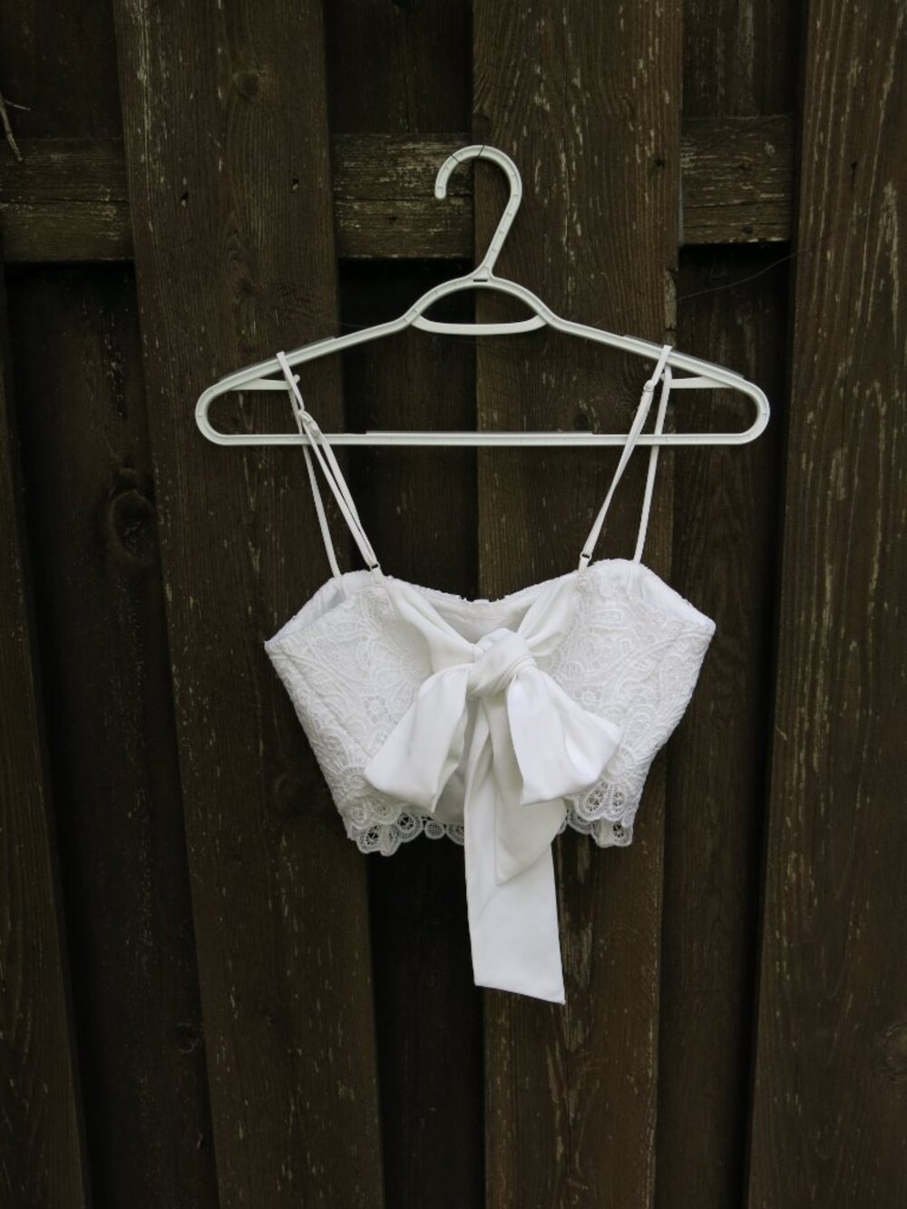 Abercrombie & Fitch Ultra Cropped White Lace Square Neck Bohemian Party Top Sz.M - Picture 7 of 9
